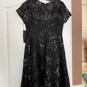 Aidan Mattox short sequin A line black dress.